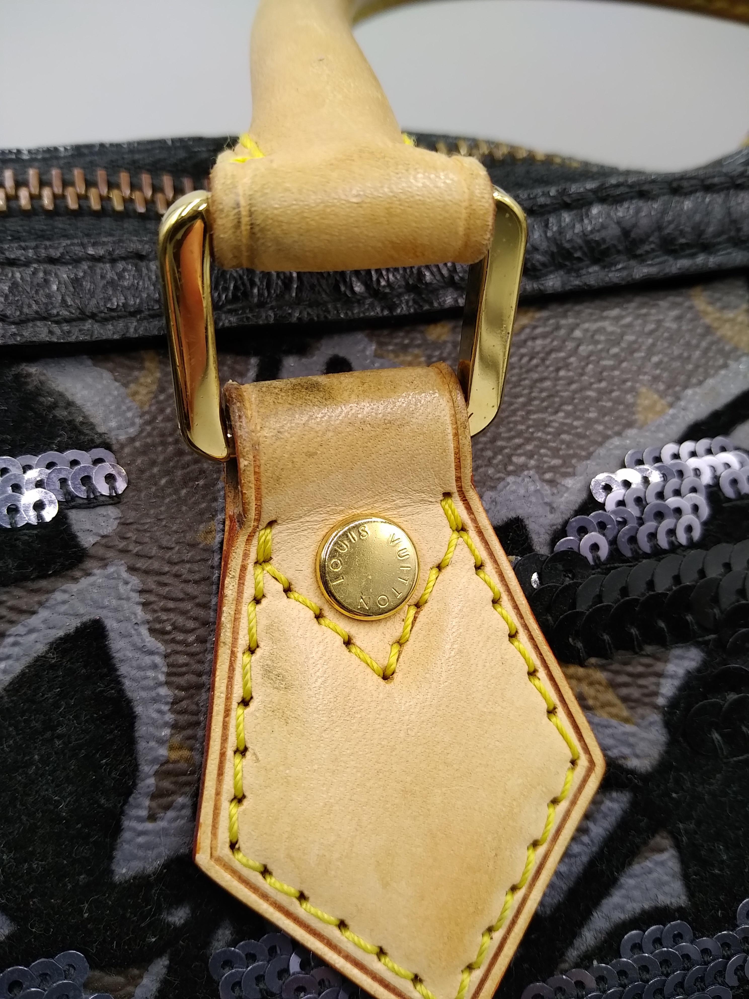 Black Louis Vuitton Fleur De Jais Sequin Speedy 30 Bag For Sale