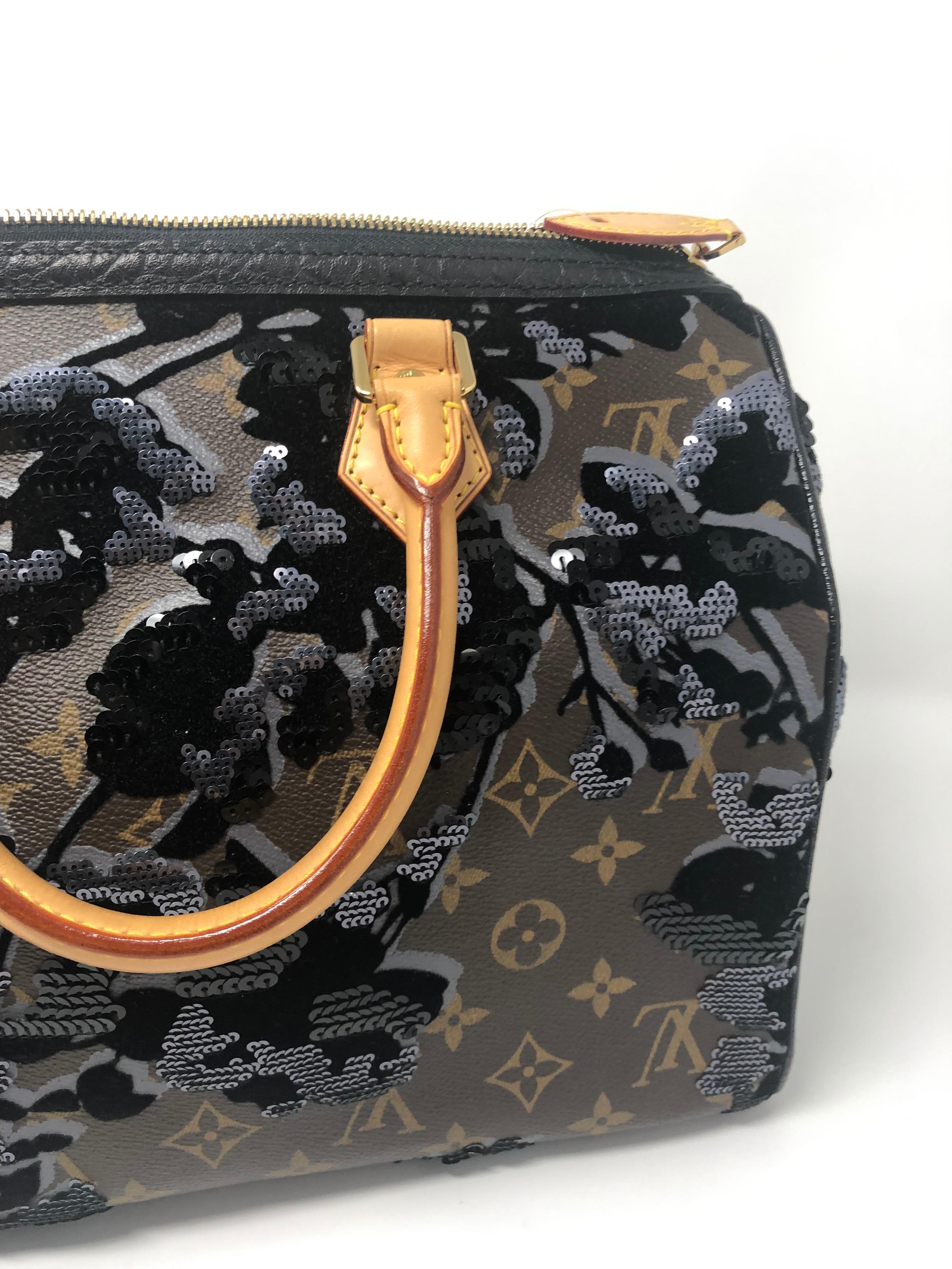 Louis Vuitton Fleur De Jais Sequin Speedy 30 Bag In Excellent Condition In Athens, GA