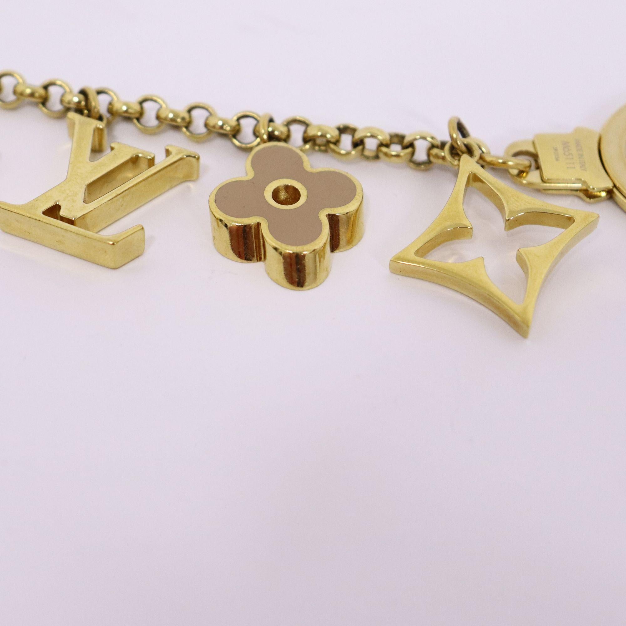 Women's or Men's Louis Vuitton Fleur De Monogram Bag Charm Chain