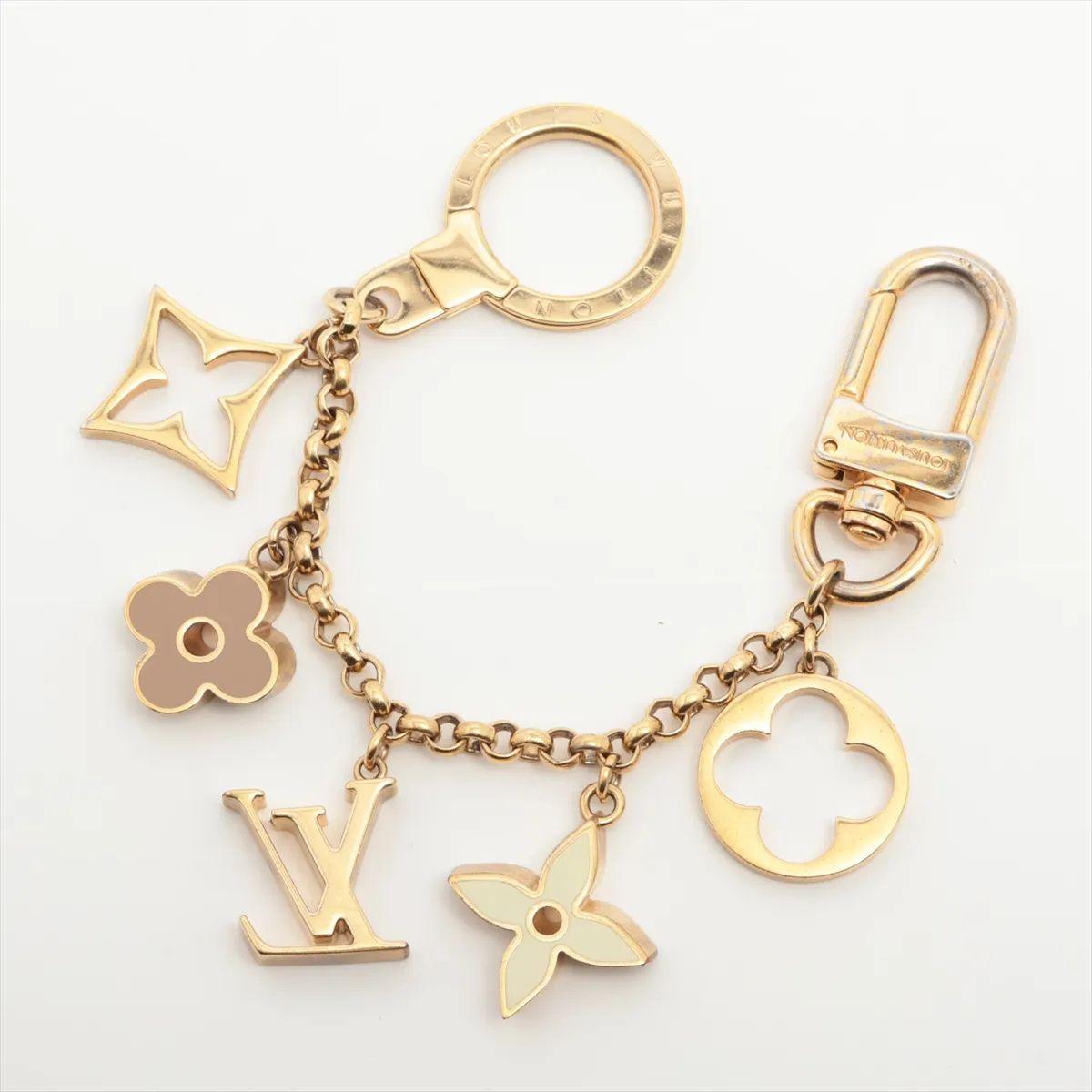 Beige Louis Vuitton Fleur de Monogram Chain Bag Charm For Sale