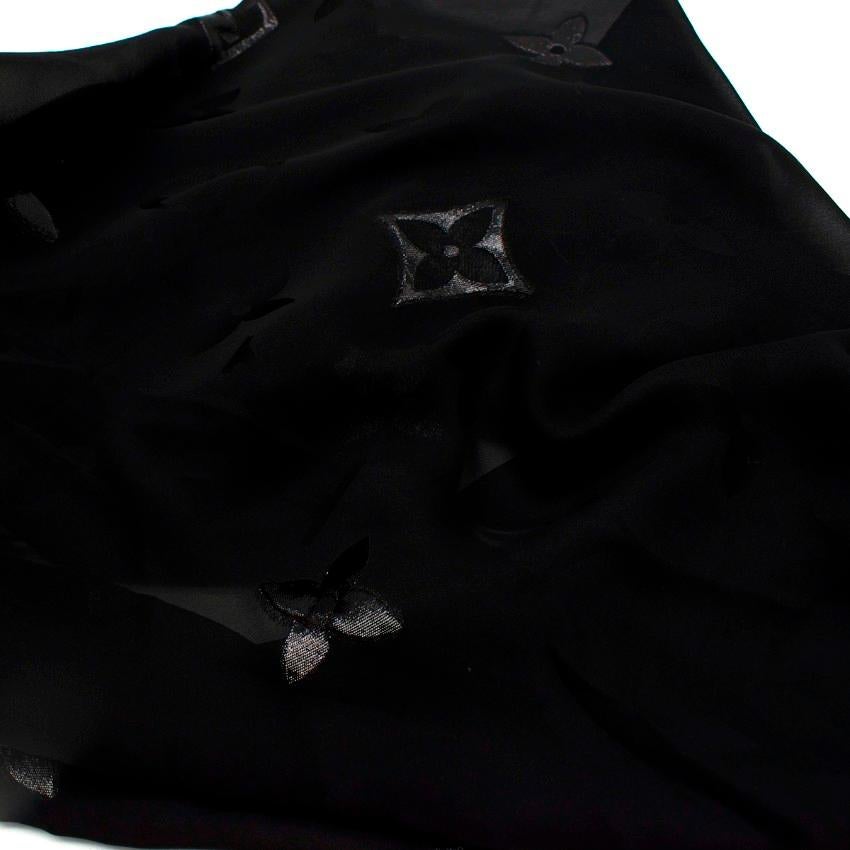 Black Louis Vuitton Fleur de Monogram Lurex Sheer Thread Silk Scarf