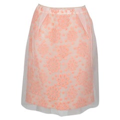 Used Louis Vuitton Floral Embroidered Detail Textured Skirt M