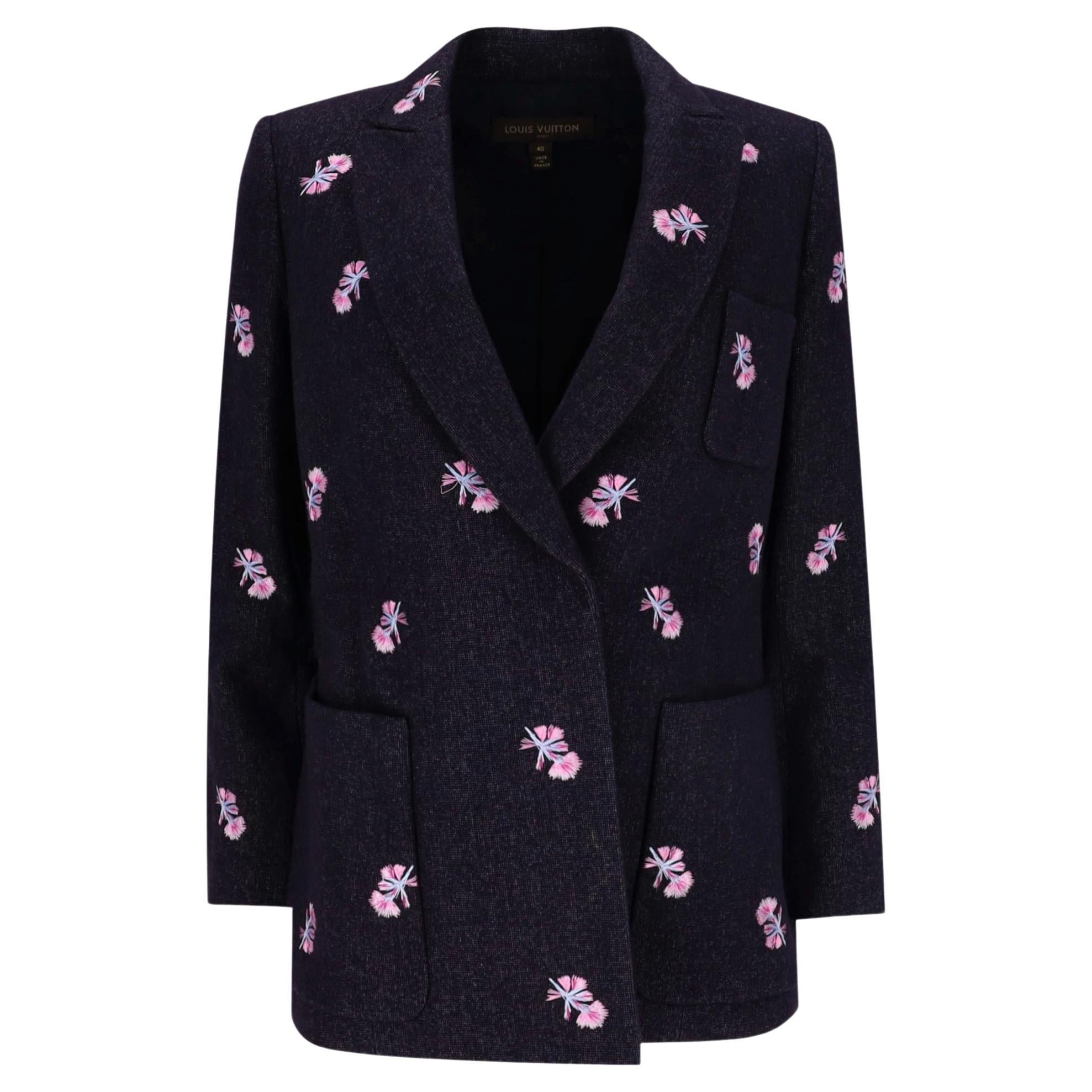 Louis Vuitton Floral-Embroidered Wool, Cashmere
Silk Blend Jacket