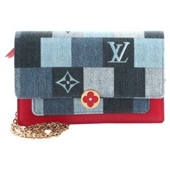 Louis Vuitton Flore Chain Wallet Damier and Monogram Patchwork Denim