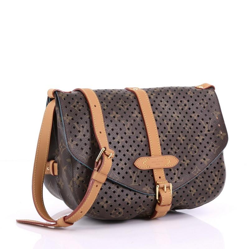 Black Louis Vuitton Flore Saumur Handbag Perforated Monogram Canvas