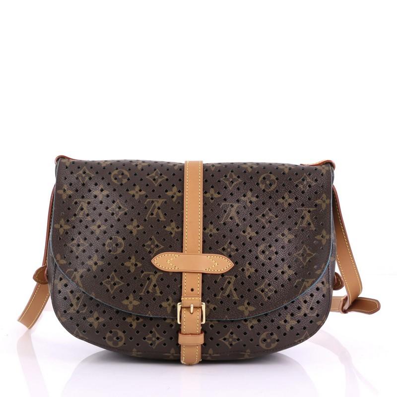 Louis Vuitton Flore Saumur Handbag Perforated Monogram Canvas In Good Condition In NY, NY