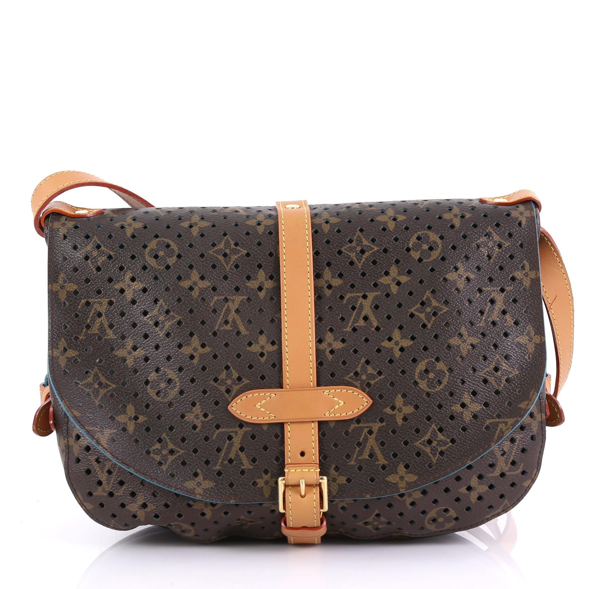 Louis Vuitton Flore Saumur Handbag Perforated Monogram Canvas In Good Condition In NY, NY