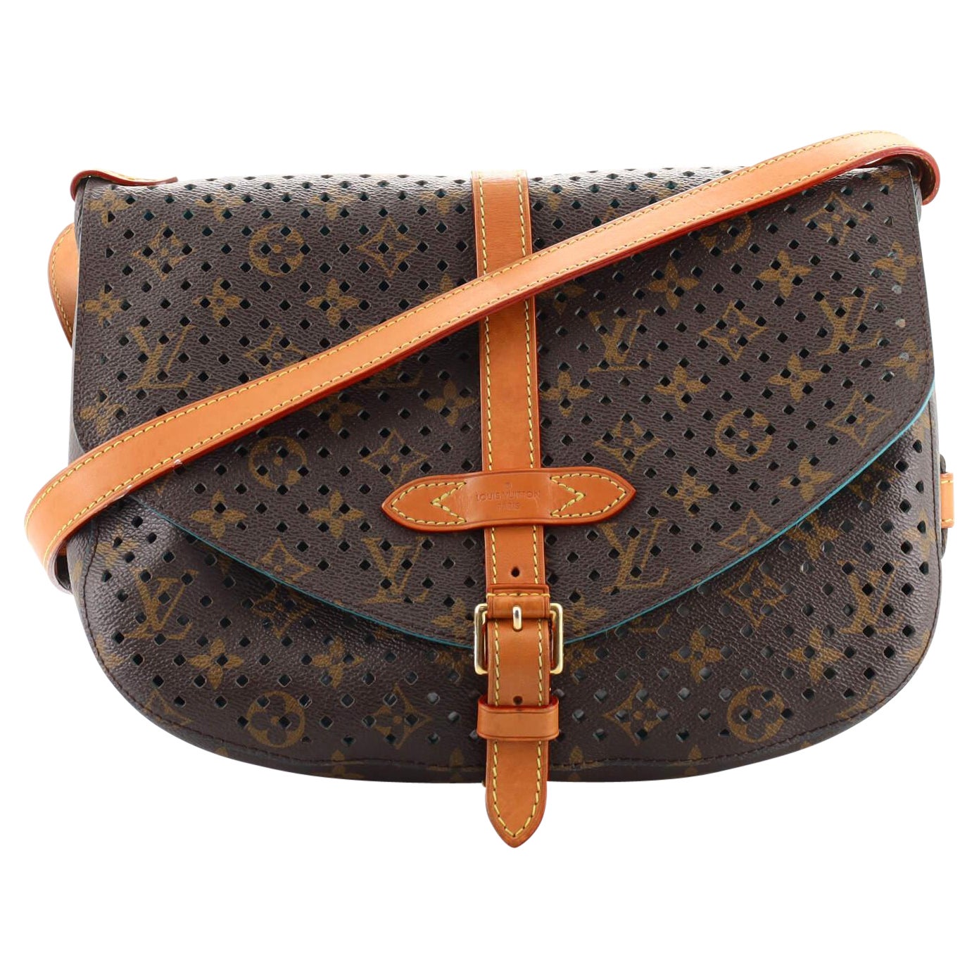 Louis Vuitton Flore Saumur Handtasche Perforiertes Monogramm Segeltuch