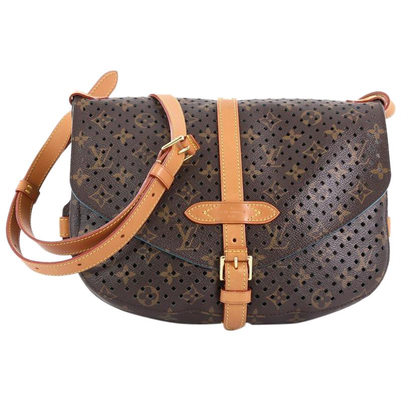 Louis Vuitton Flore Saumur Handbag Perforated Monogram Canvas