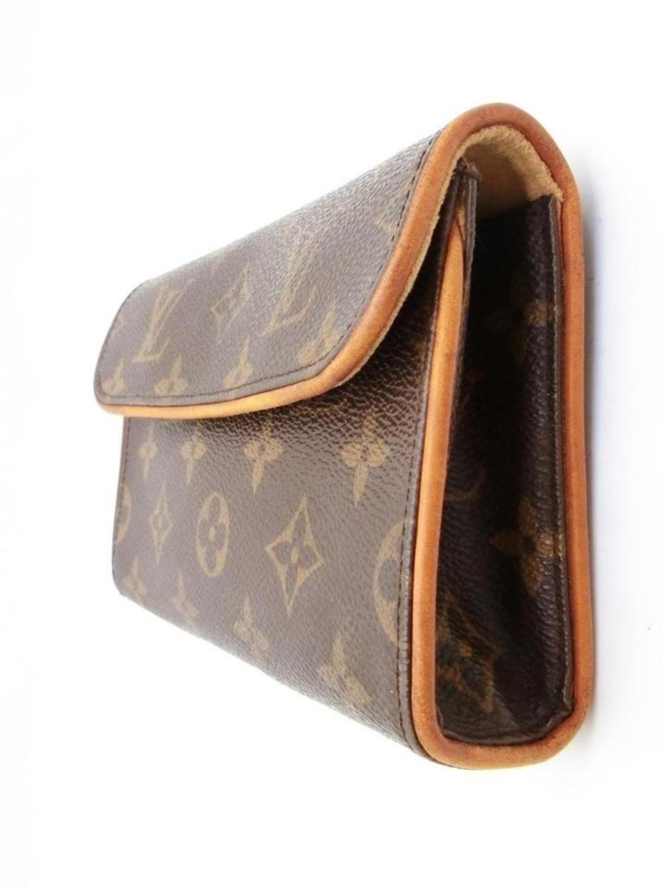 Louis Vuitton Florentine Pochette Monogram Bum Fanny Pack 230612 Brown Clutch In Good Condition For Sale In Forest Hills, NY