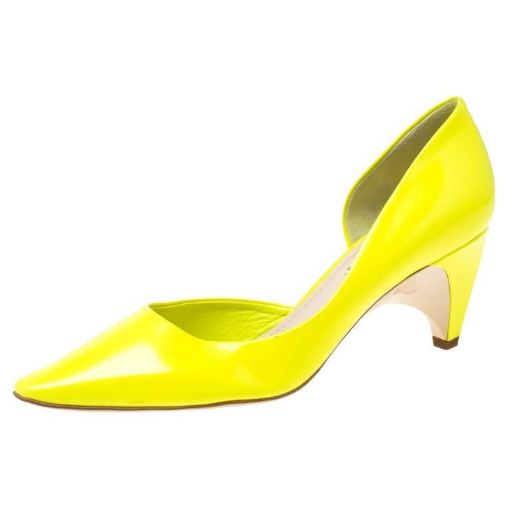 Louis Vuitton Flourescent Leather Pointed Toe D'orsay Pumps Size 36