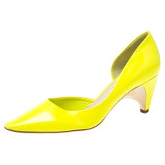 Louis Vuitton Flourescent Leather Pointed Toe D'orsay Pumps Size 36