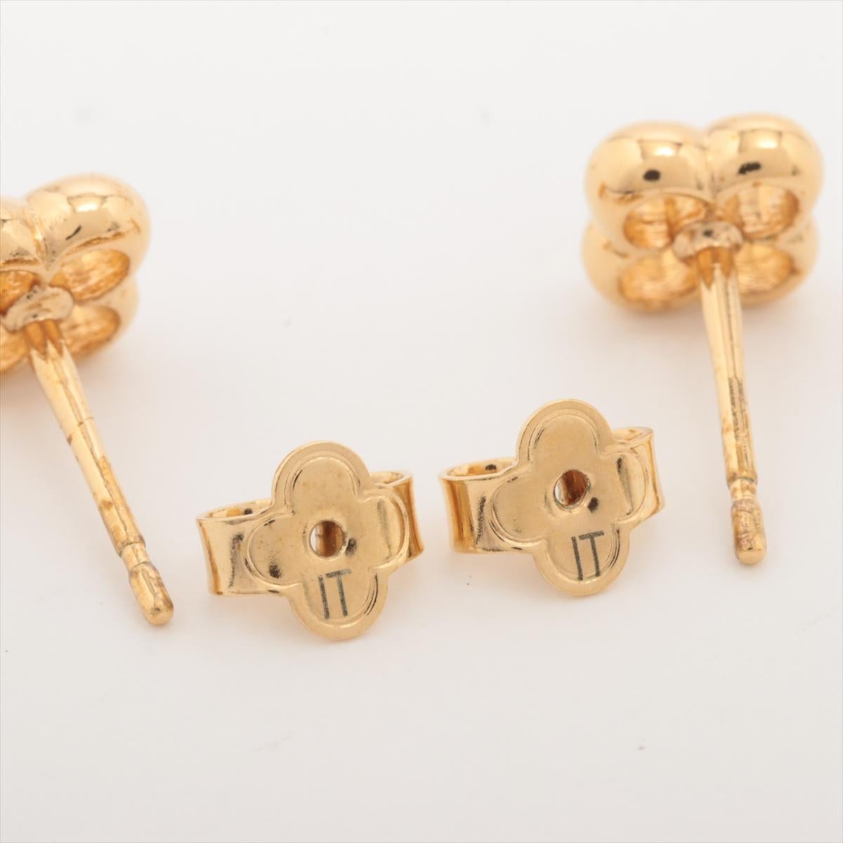 Louis Vuitton Flower Full Metal Stud Earring Gold For Sale 1