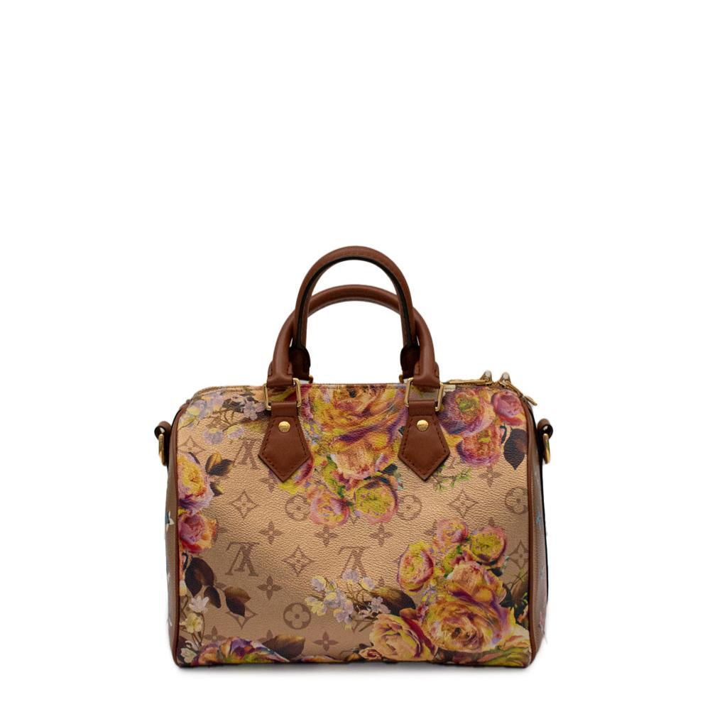Brown Louis Vuitton Flower Garden Speedy Bandoulière 25 Gold