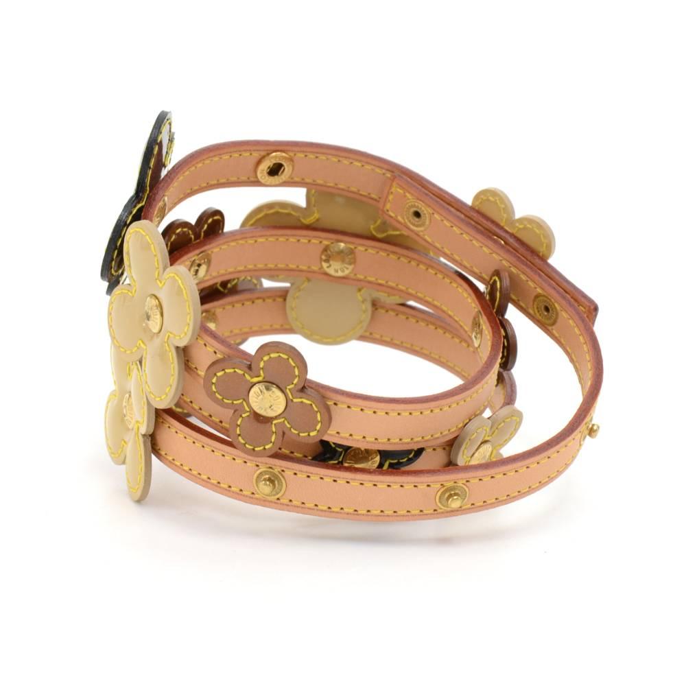 Beige Louis Vuitton Flower Motif Belt In Multicolor Vernis Leather x Cowhide Leather For Sale