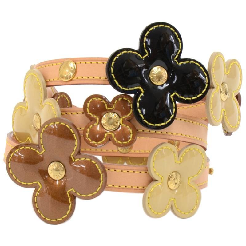 Louis Vuitton Flower Motif Belt In Multicolor Vernis Leather x Cowhide Leather For Sale