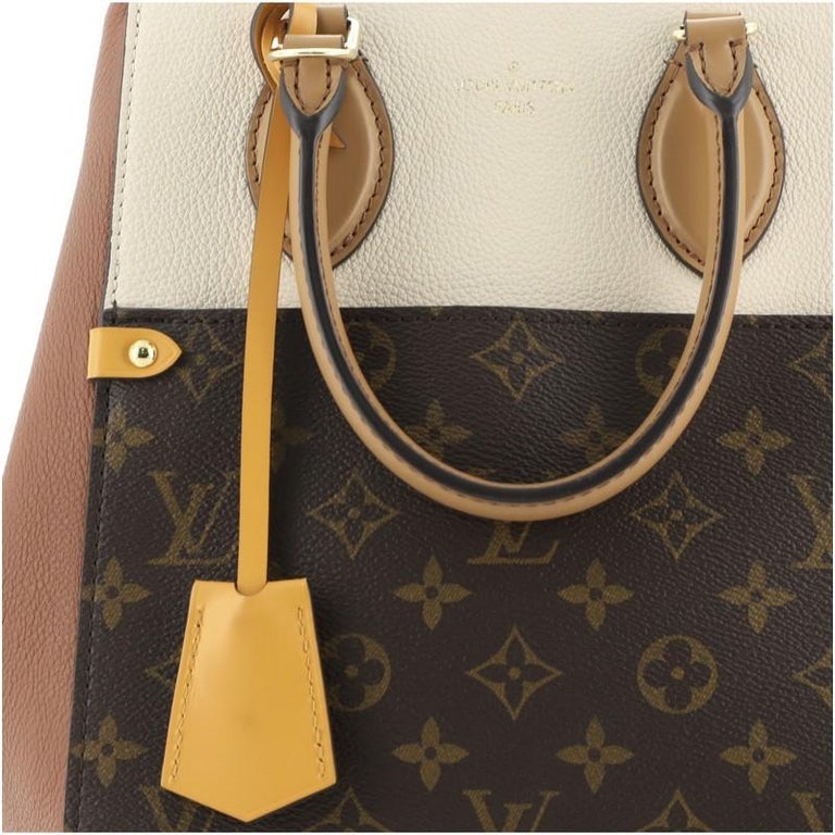 Louis+Vuitton+Fold+Tote+PM+Black%2FBrown%2FRed+Canvas%2FLeather