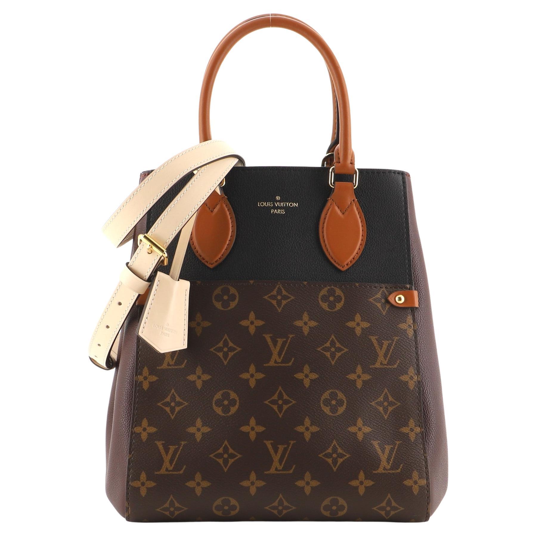 Louis Vuitton On My Side Tote Leather with Monogram Canvas MM at 1stDibs