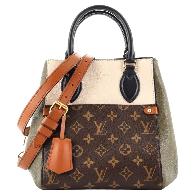 Vintage Louis Vuitton Brown Leather and Printed Canvas Designer Handbag or  Purse For Sale at 1stDibs