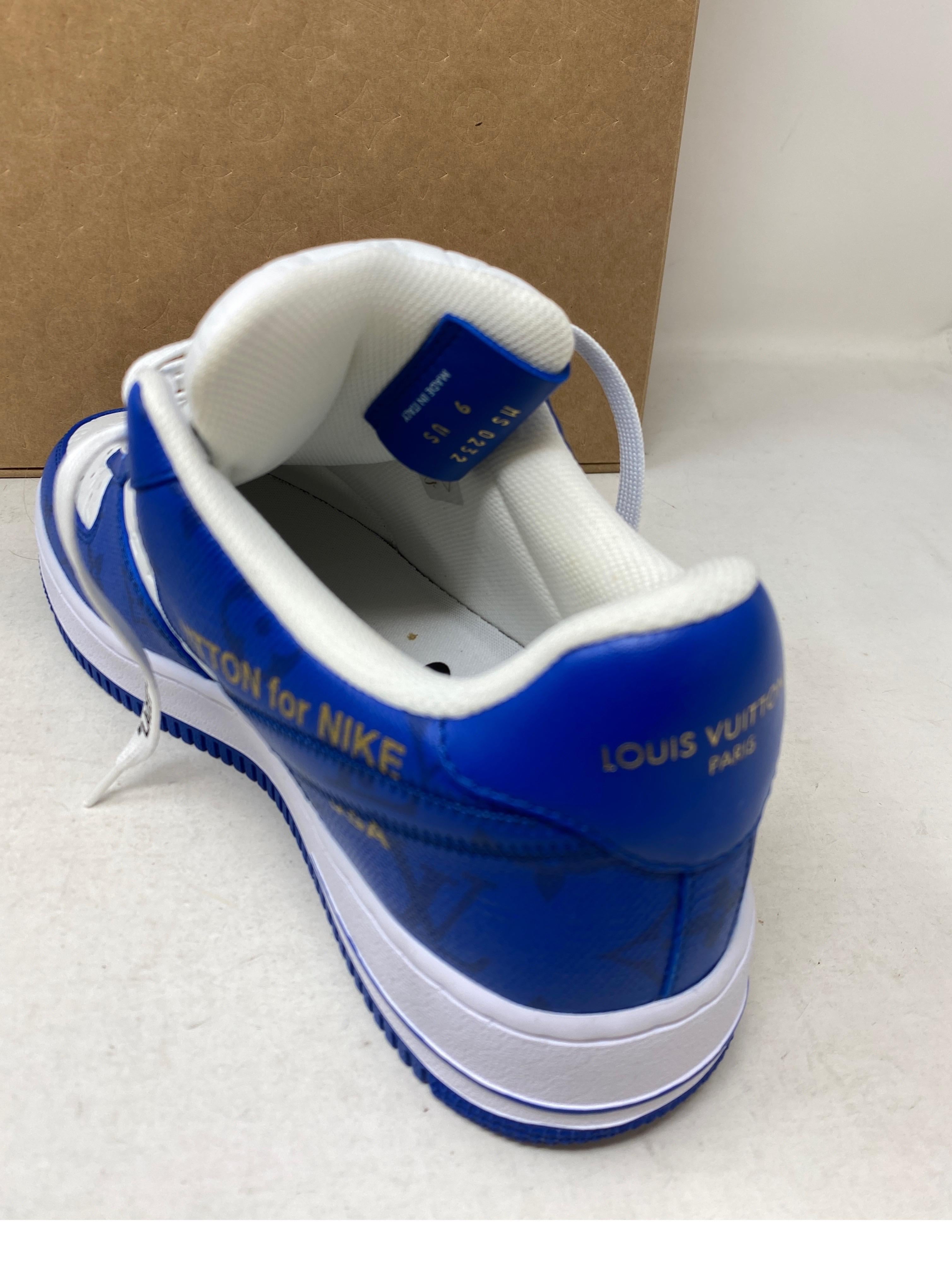 Louis Vuitton For Nike Air Force Ones Blue Shoes  7