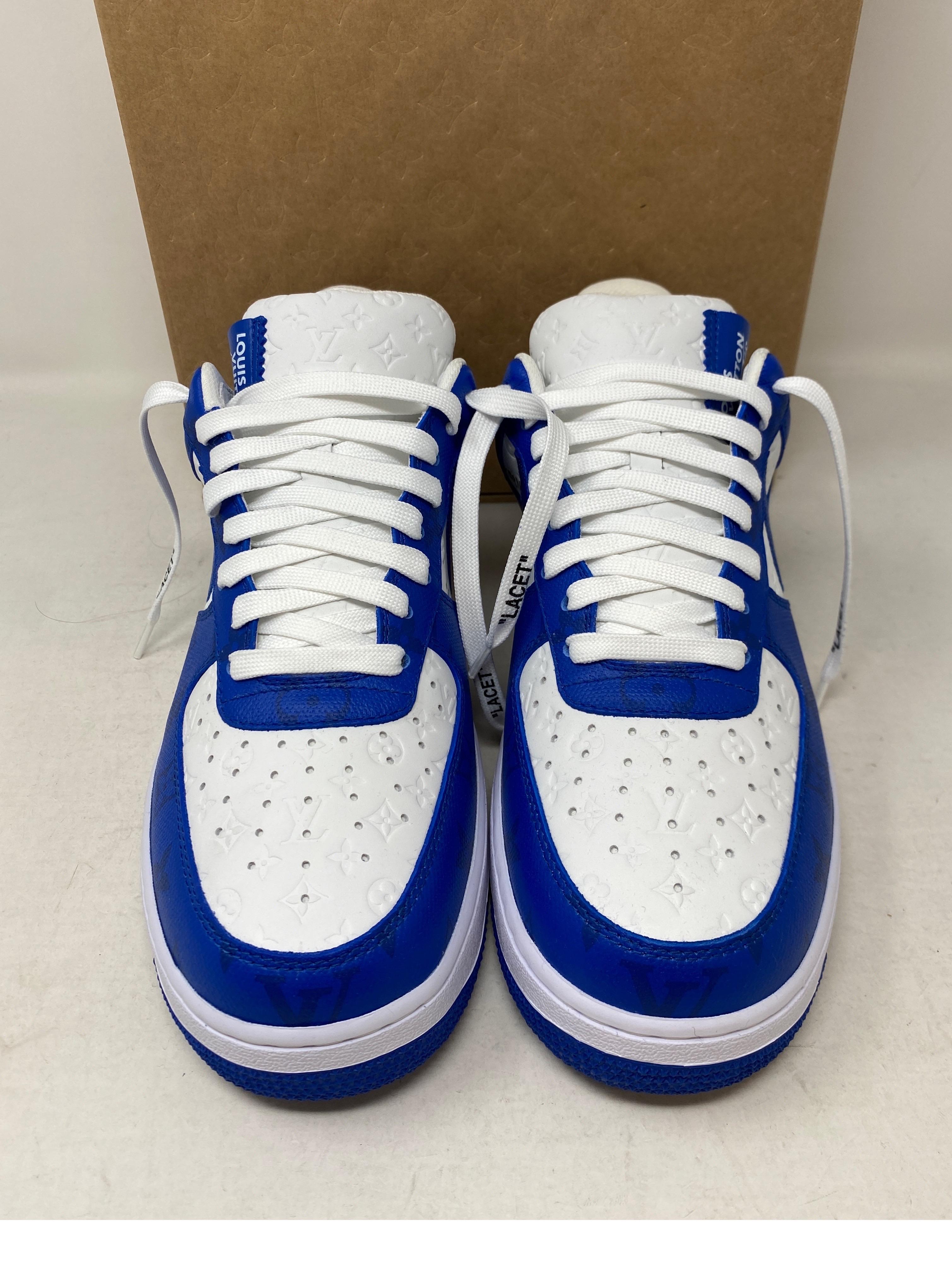 Louis Vuitton For Nike Air Force Ones Blue Shoes  10