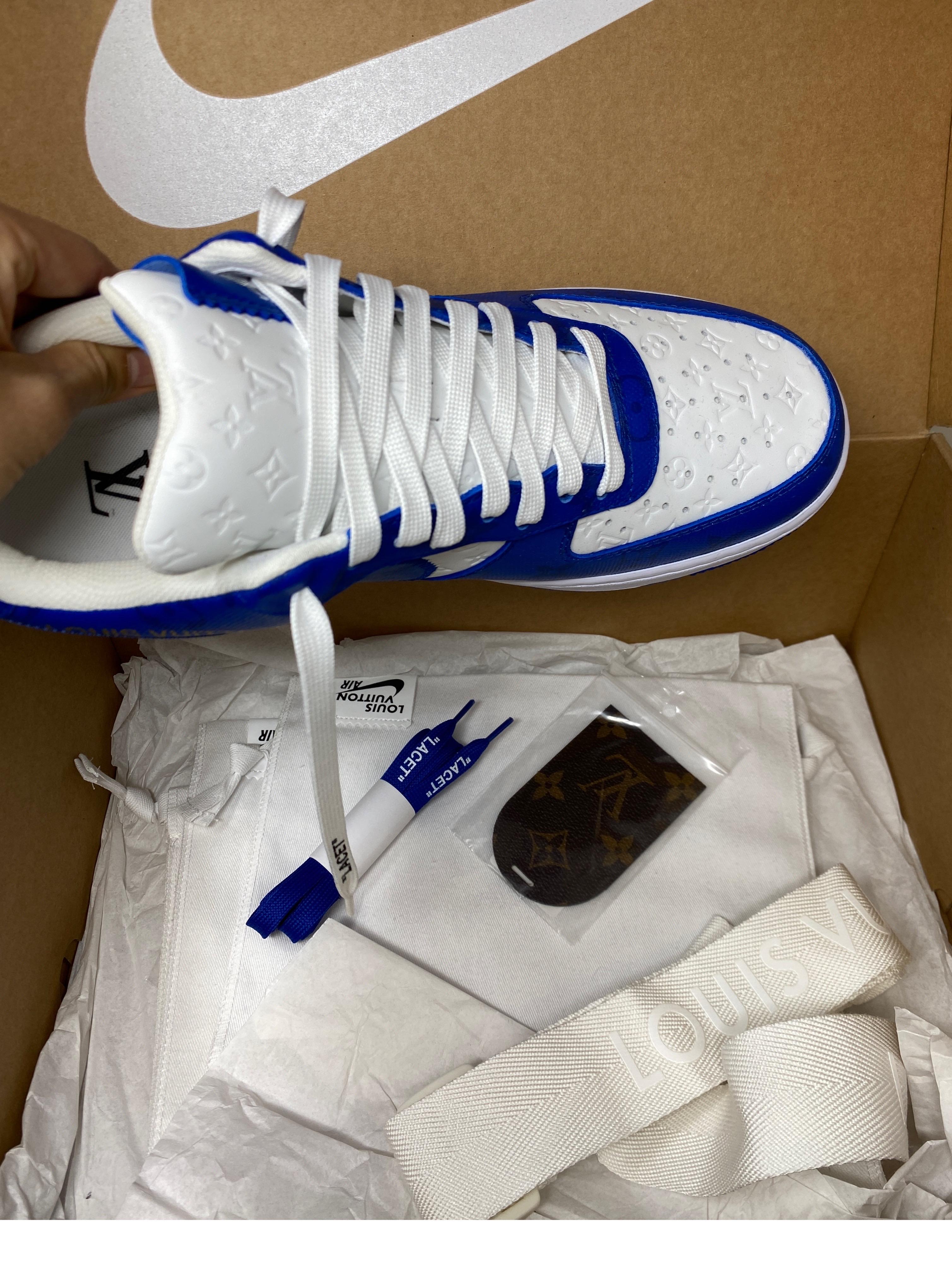 Louis Vuitton For Nike Air Force Ones Blue Shoes  13