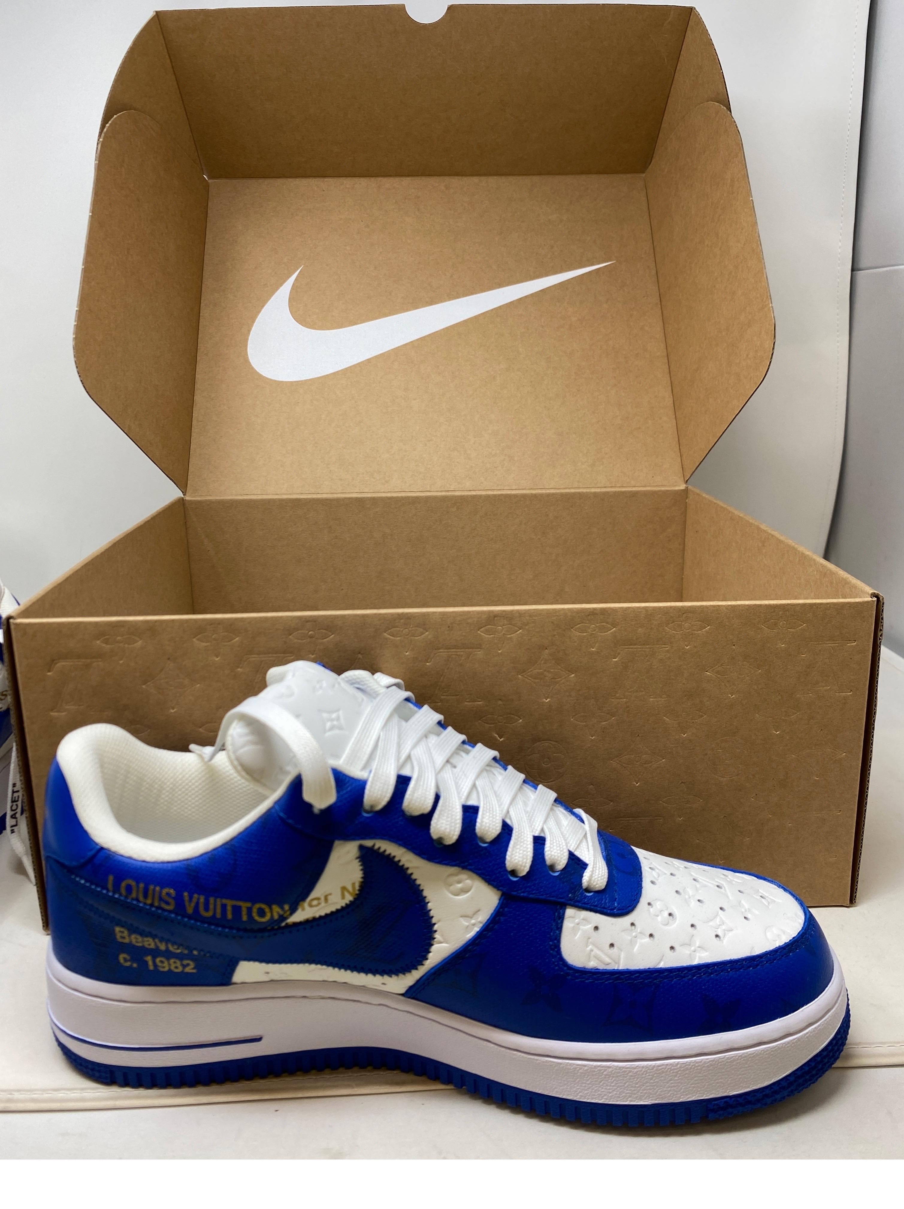 Louis Vuitton For Nike Air Force Ones Blue Shoes  14