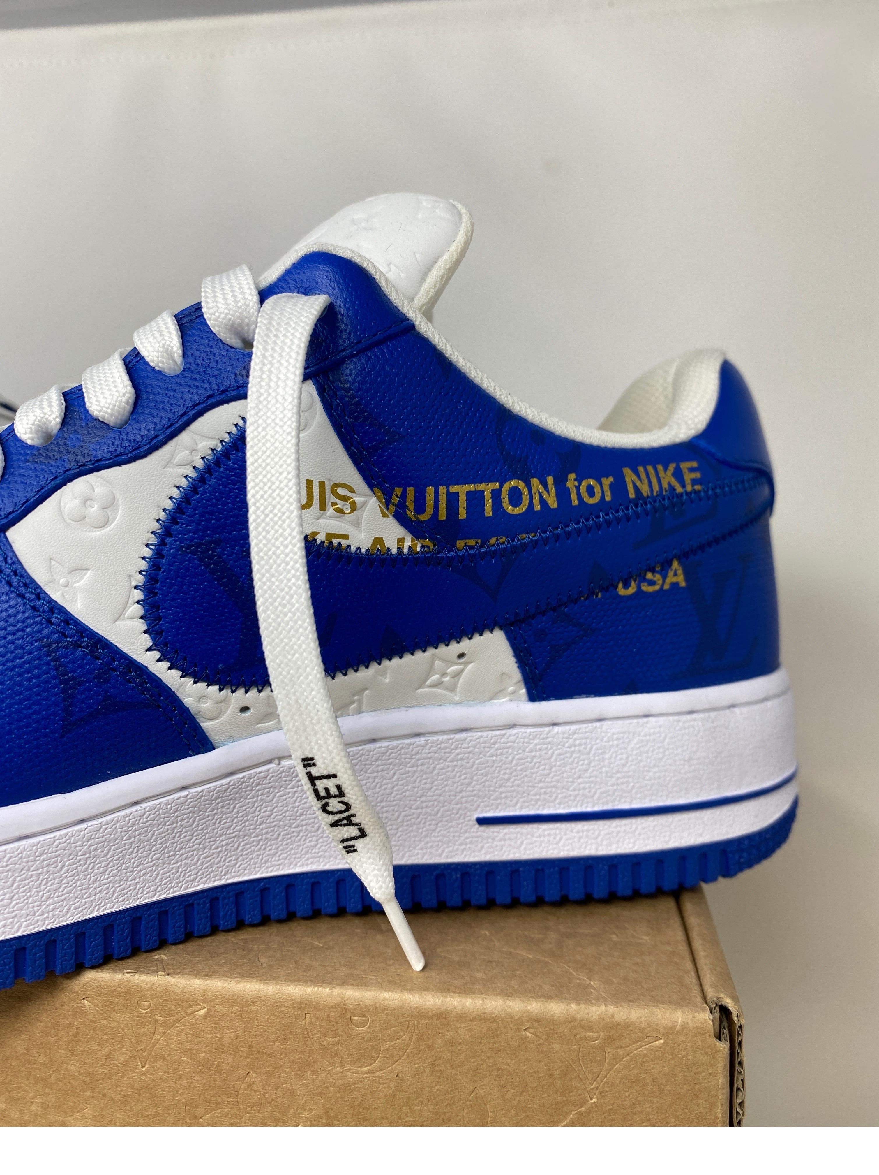 Louis Vuitton For Nike Air Force Ones Blue Shoes  In New Condition In Athens, GA