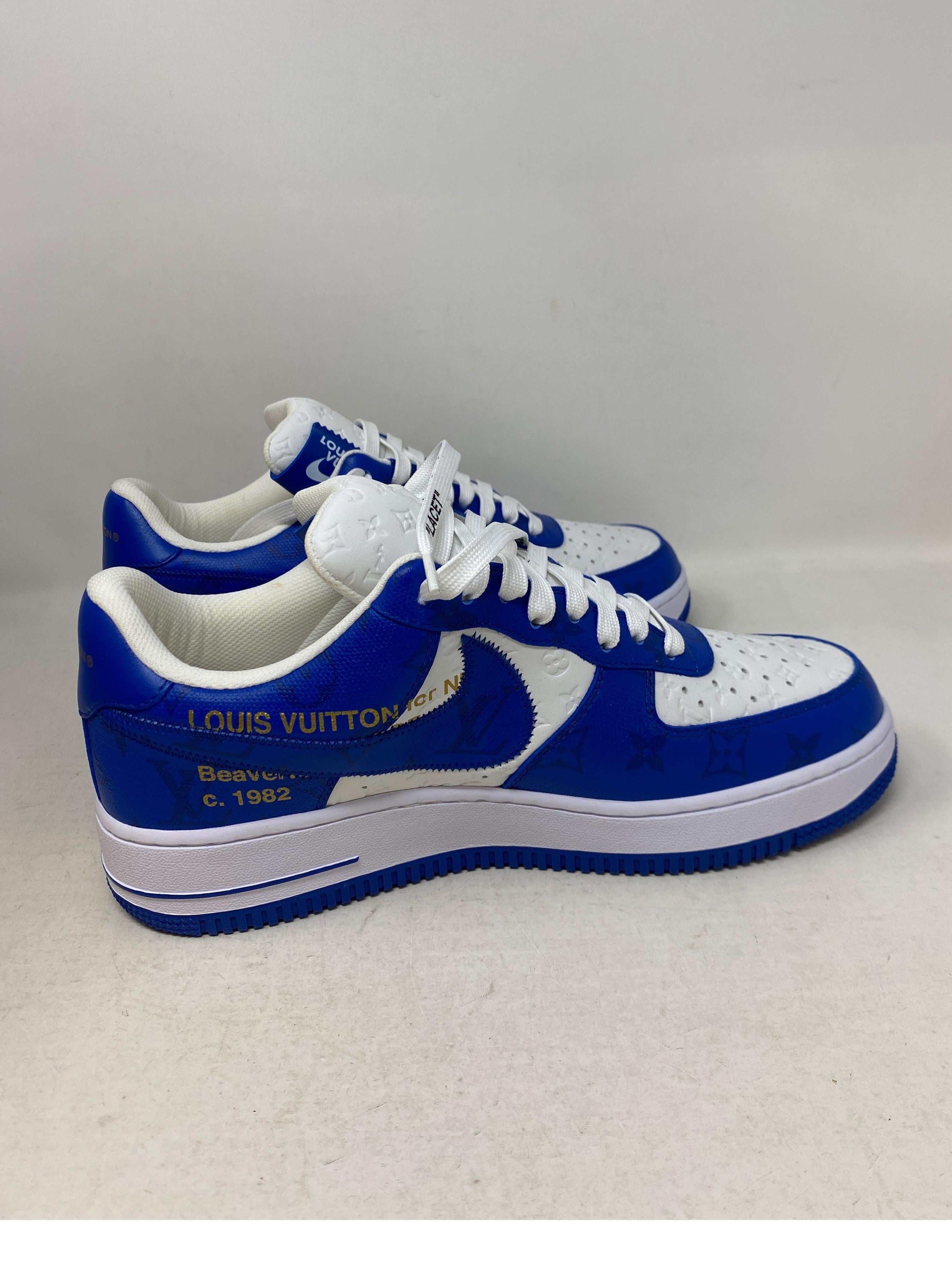 Louis Vuitton For Nike Air Force Ones Blue Shoes  2