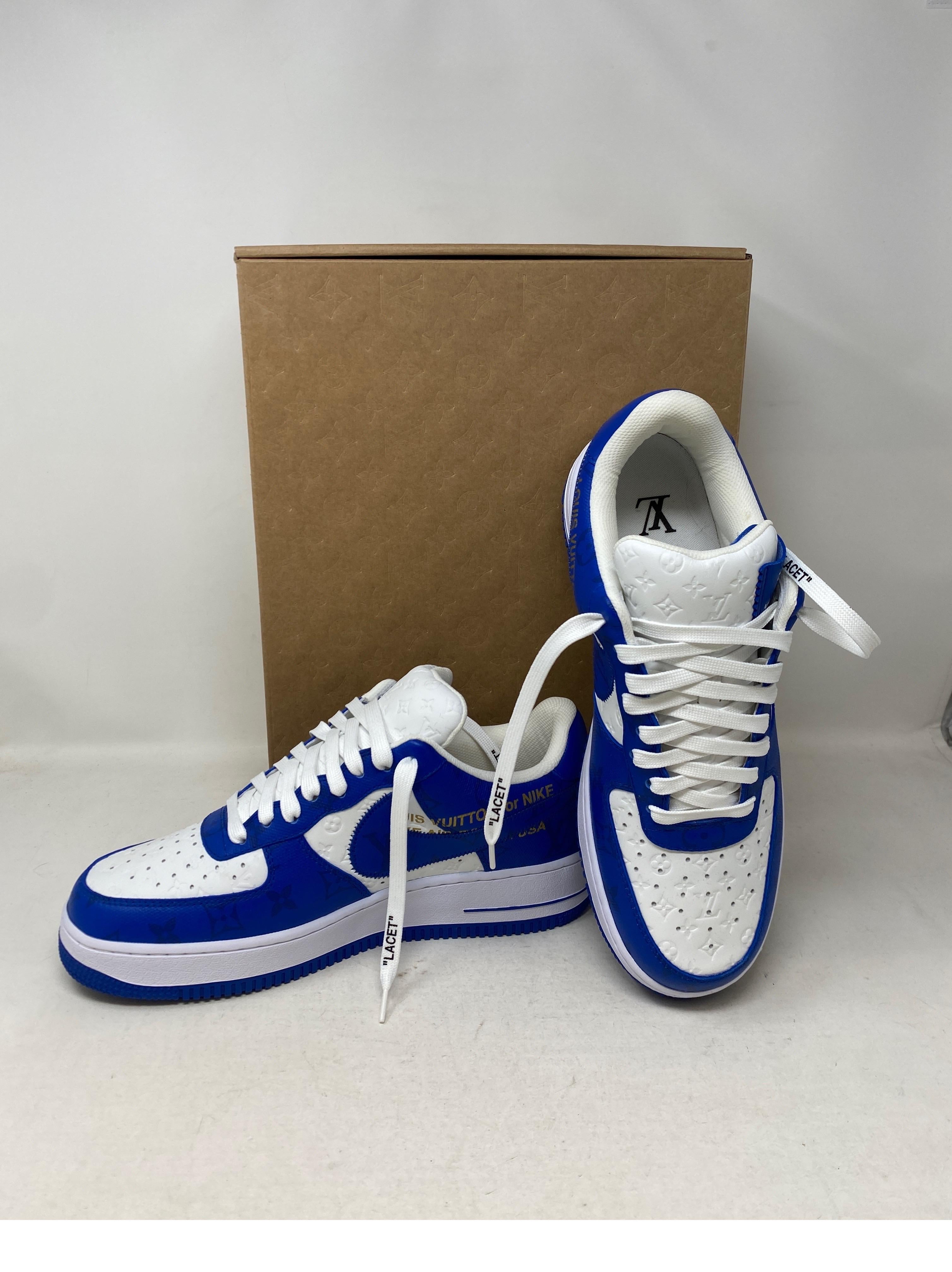 Louis Vuitton For Nike Air Force Ones Blue Shoes  3