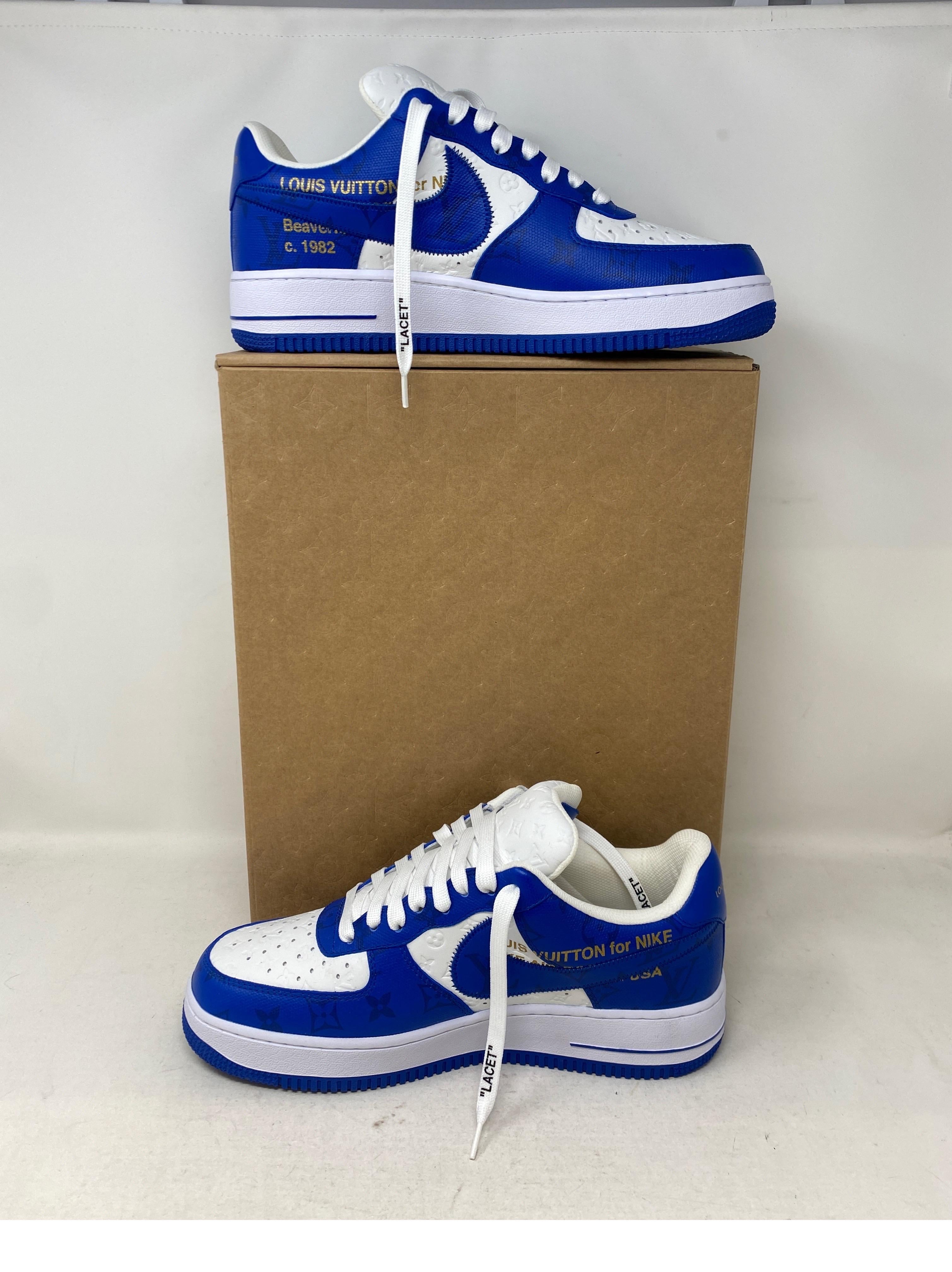 Louis Vuitton For Nike Air Force Ones Blue Shoes  4