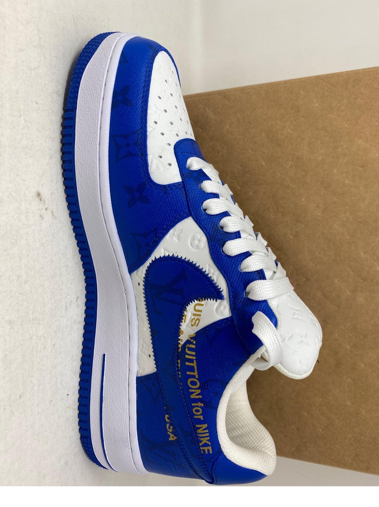 Louis Vuitton For Nike Air Force Ones Blue Shoes