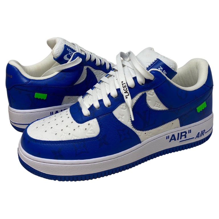 Louis Vuitton For Nike Air Force Ones Blue Shoes For Sale at 1stDibs