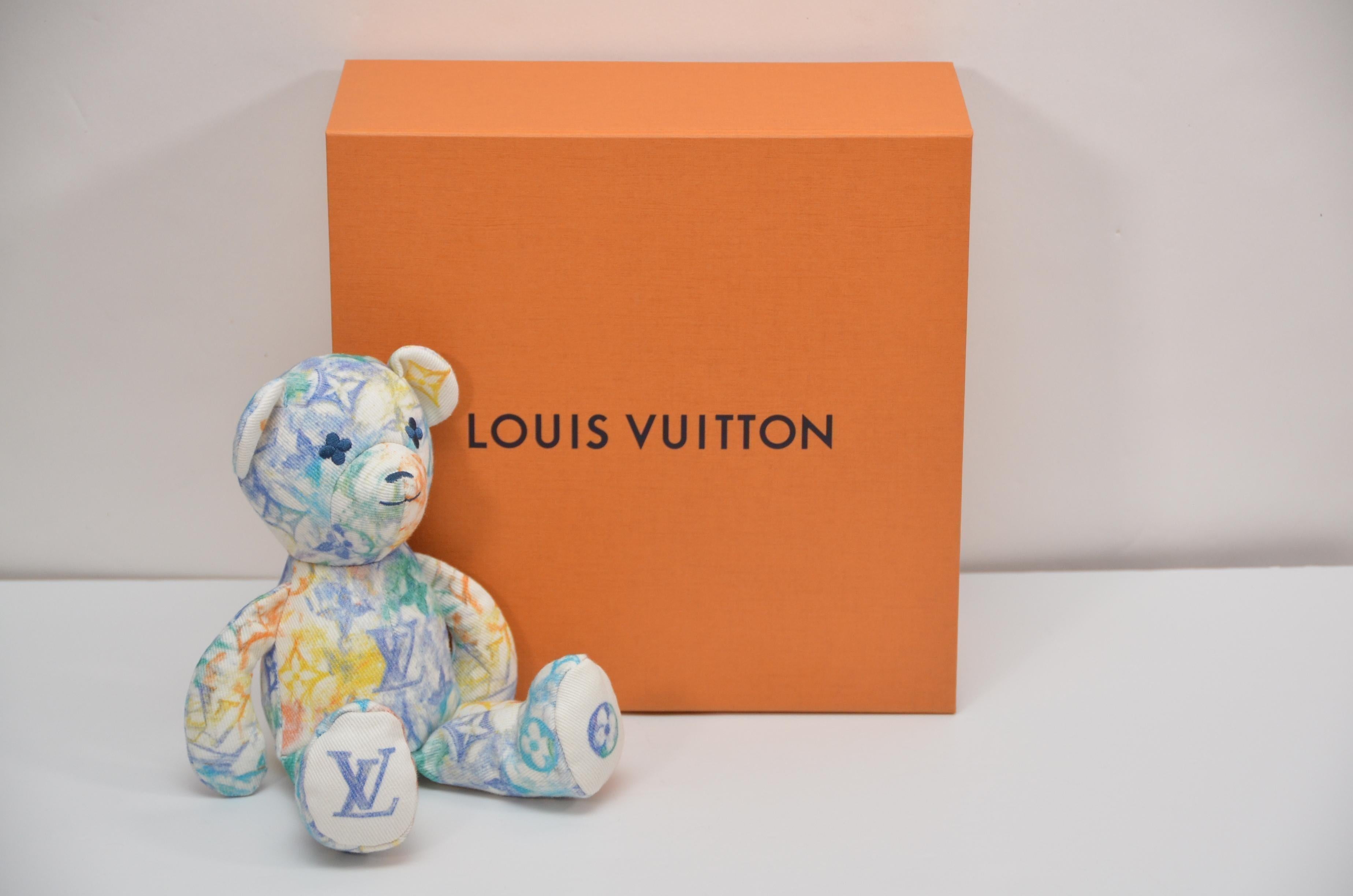 Louis Vuitton NEW Orange Gray Monogram Figurine Decorative Bear Toy in Box  For Sale at 1stDibs