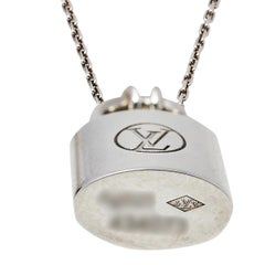 LV Louis-Vuitton Silver Lockit Pendant, Sterling Silver (Genuine)