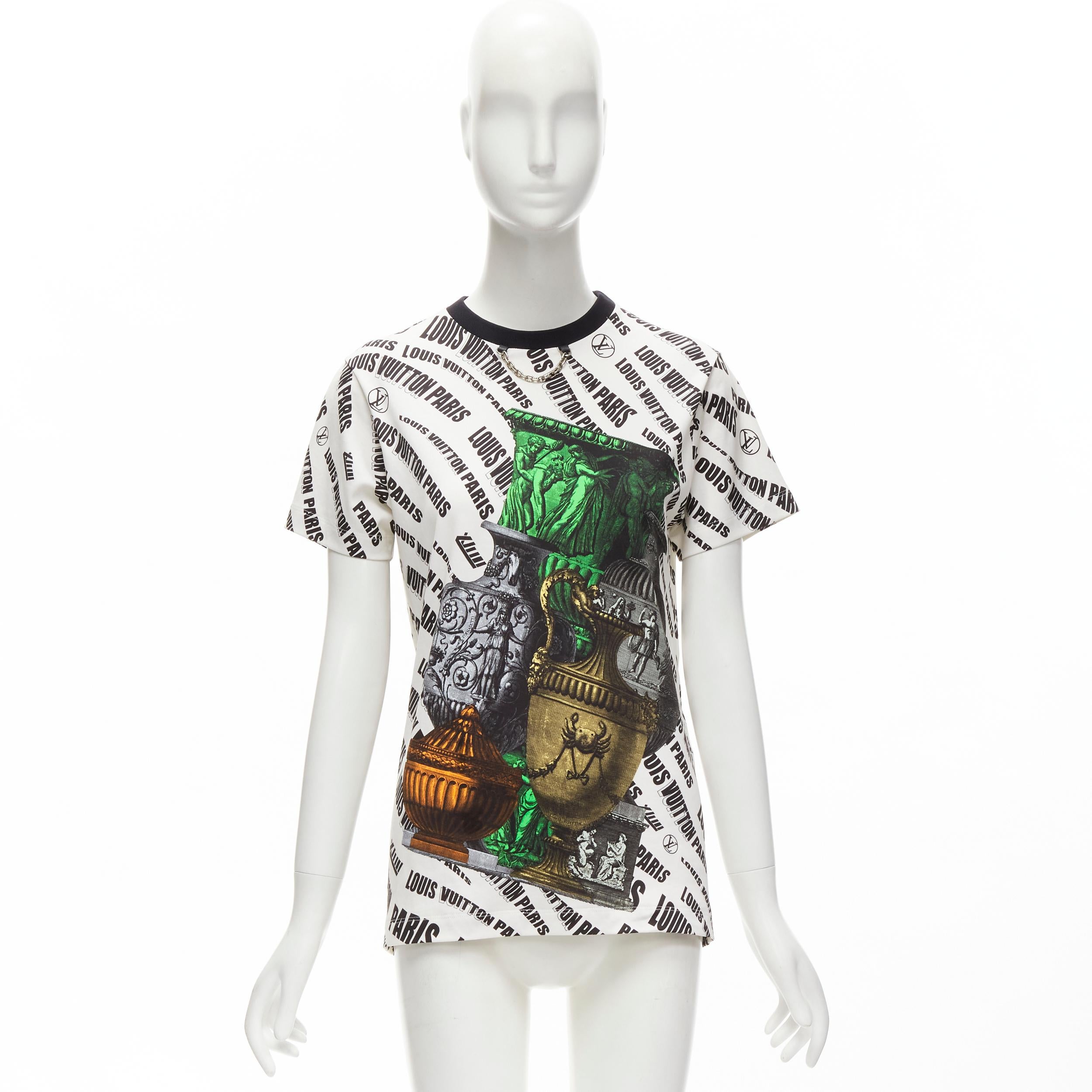 LOUIS VUITTON FORNASETTI 2021 graphic logo Vase chain trimmed cotton tshirt S 4