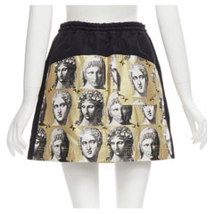 LOUIS VUITTON FORNASETTI 2021 Runway gold Statues Econyl A-line skirt FR34 XS