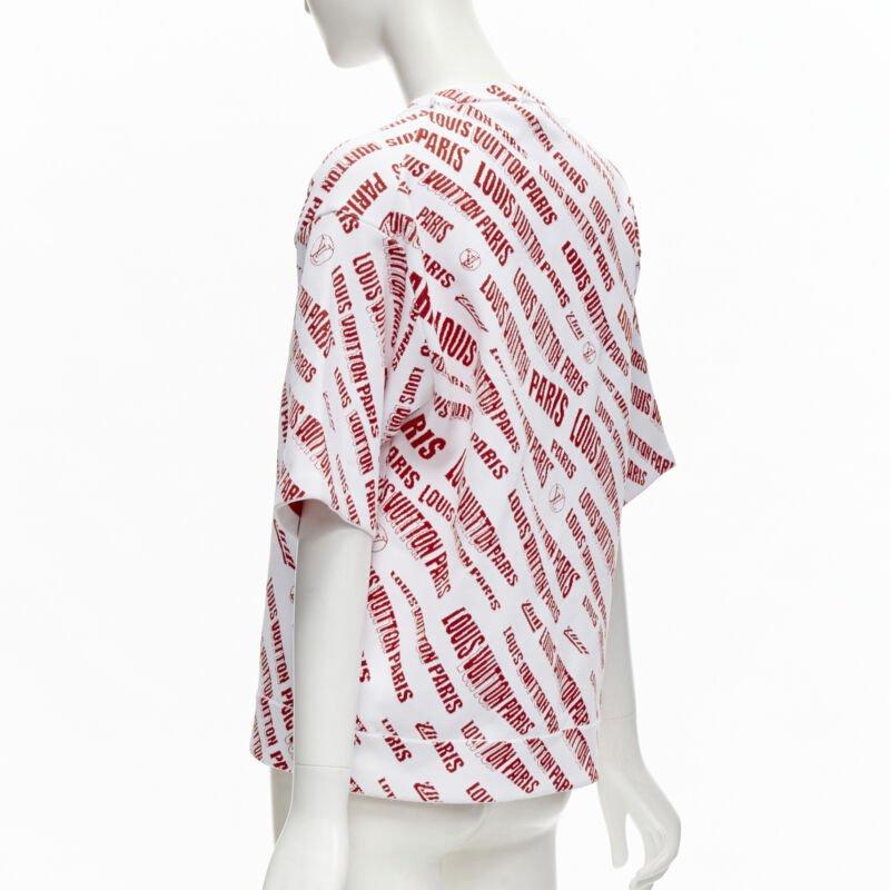Women's LOUIS VUITTON FORNASETTI 2021 Statue white red logo jacquard boxy knit top S For Sale