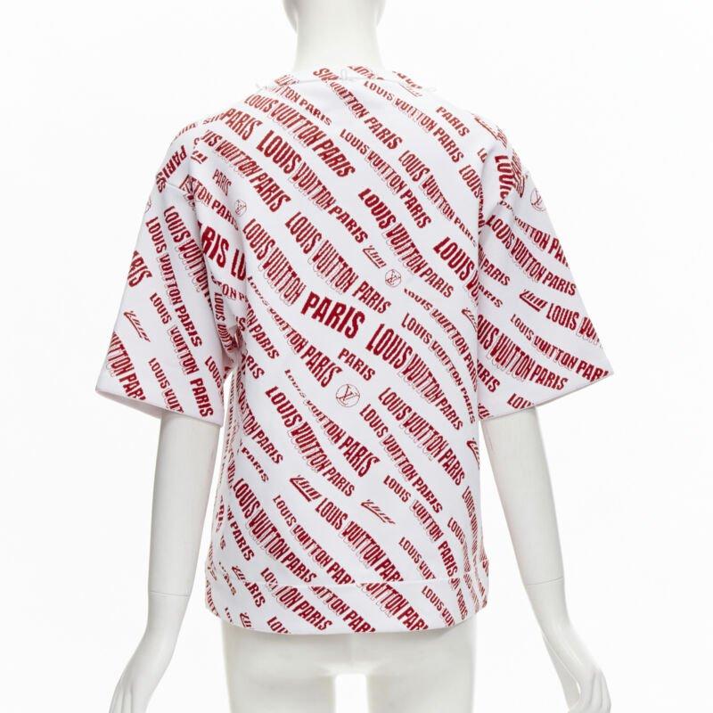 LOUIS VUITTON FORNASETTI 2021 Statue white red logo jacquard boxy knit top S For Sale 1