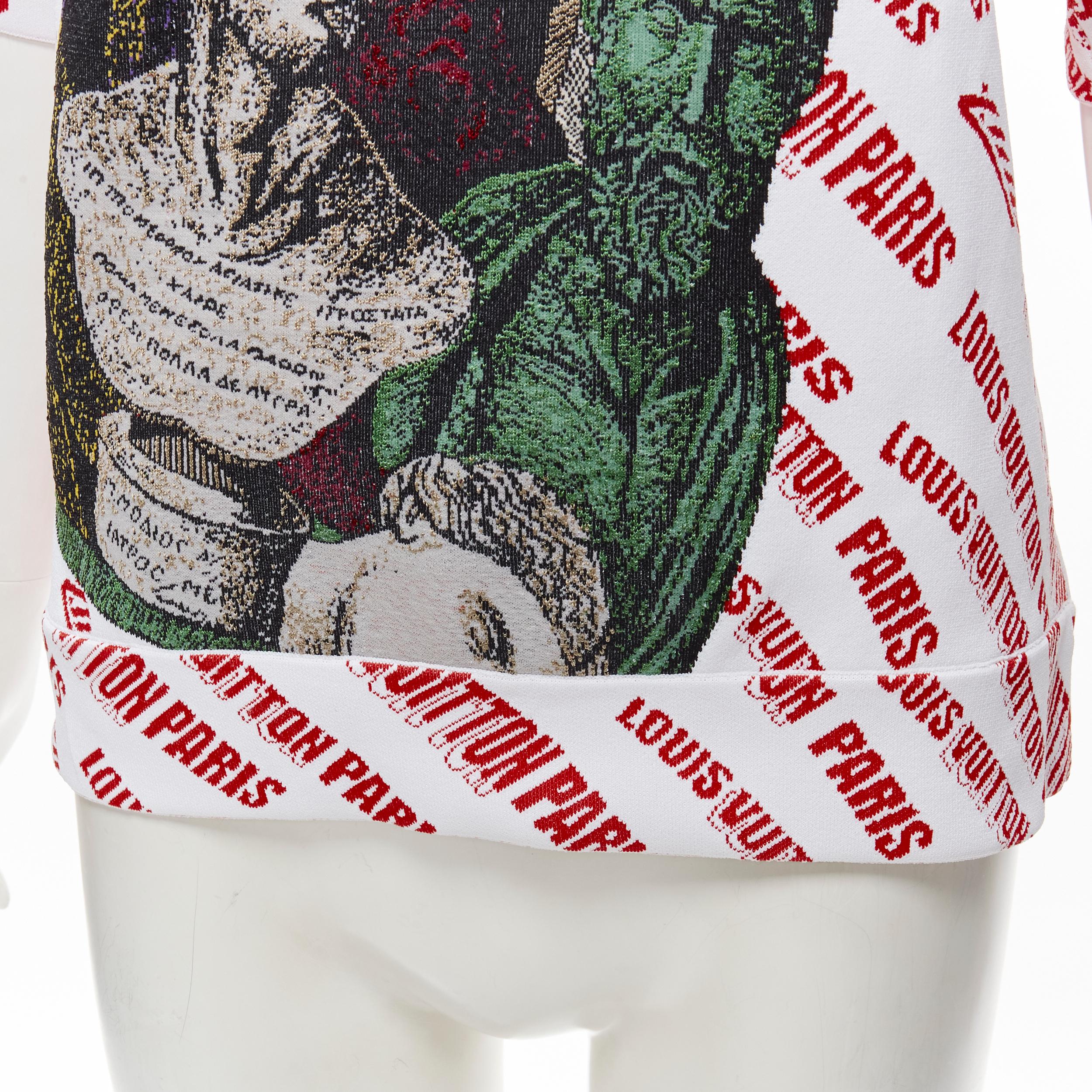 Women's LOUIS VUITTON FORNASETTI 2021 Statue white red logo jacquard boxy knit top S For Sale