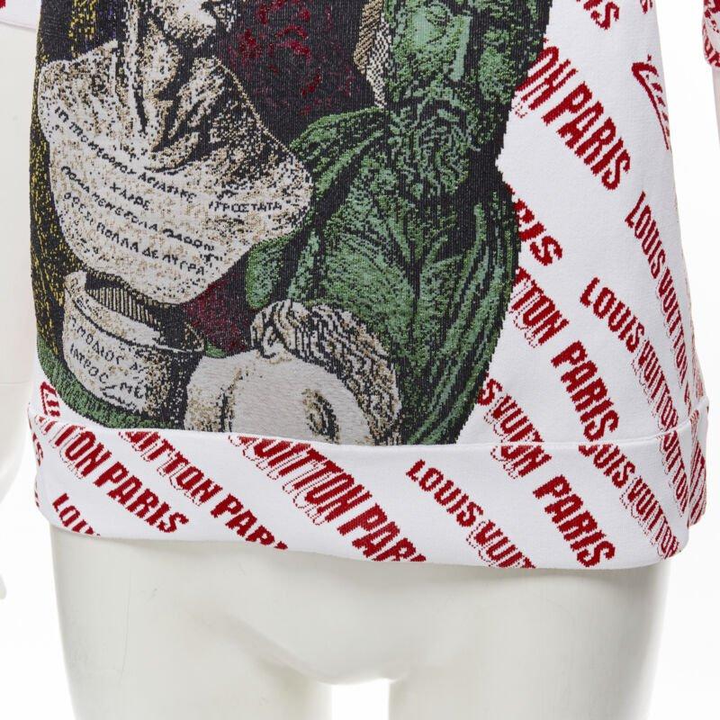 LOUIS VUITTON FORNASETTI 2021 Statue white red logo jacquard boxy knit top S For Sale 3
