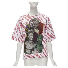 LOUIS VUITTON FORNASETTI 2021 Statue white red logo jacquard boxy knit top S