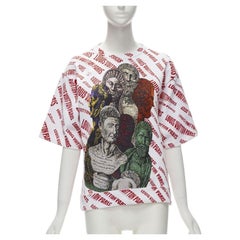 LOUIS VUITTON FORNASETTI 2021 Statue white red logo jacquard boxy knit top S