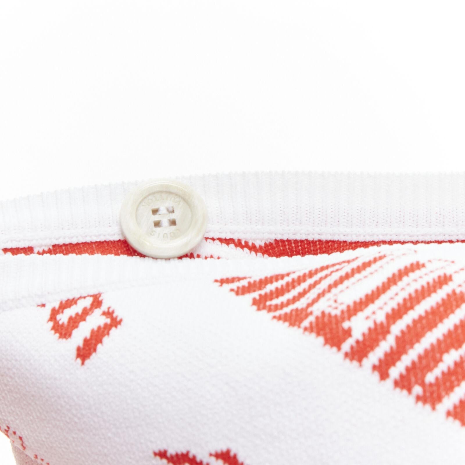 LOUIS VUITTON FORNASETTI 2021 white red logo jacquard nylon trim snood hood hat For Sale 3