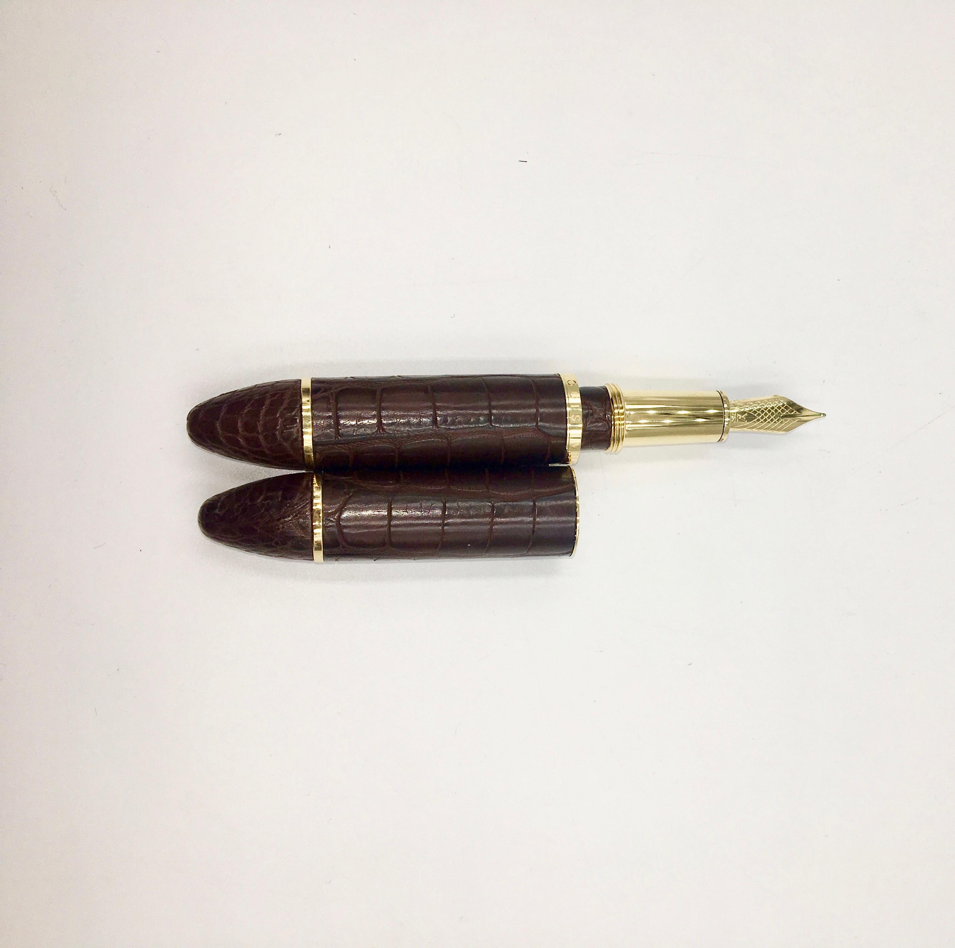 louis vuitton cargo exotic leather brown luxury fountain pen
