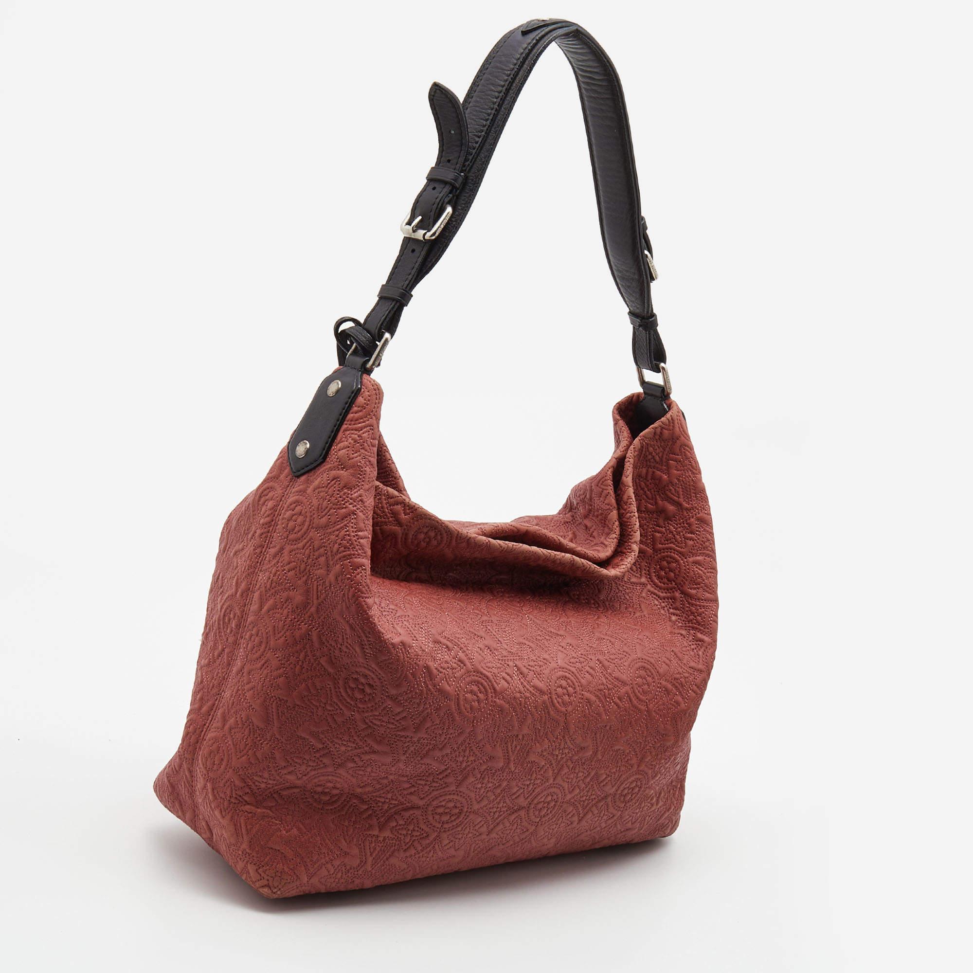Brown Louis Vuitton Framboise Monogram Antheia Leather Ixia PM Bag For Sale