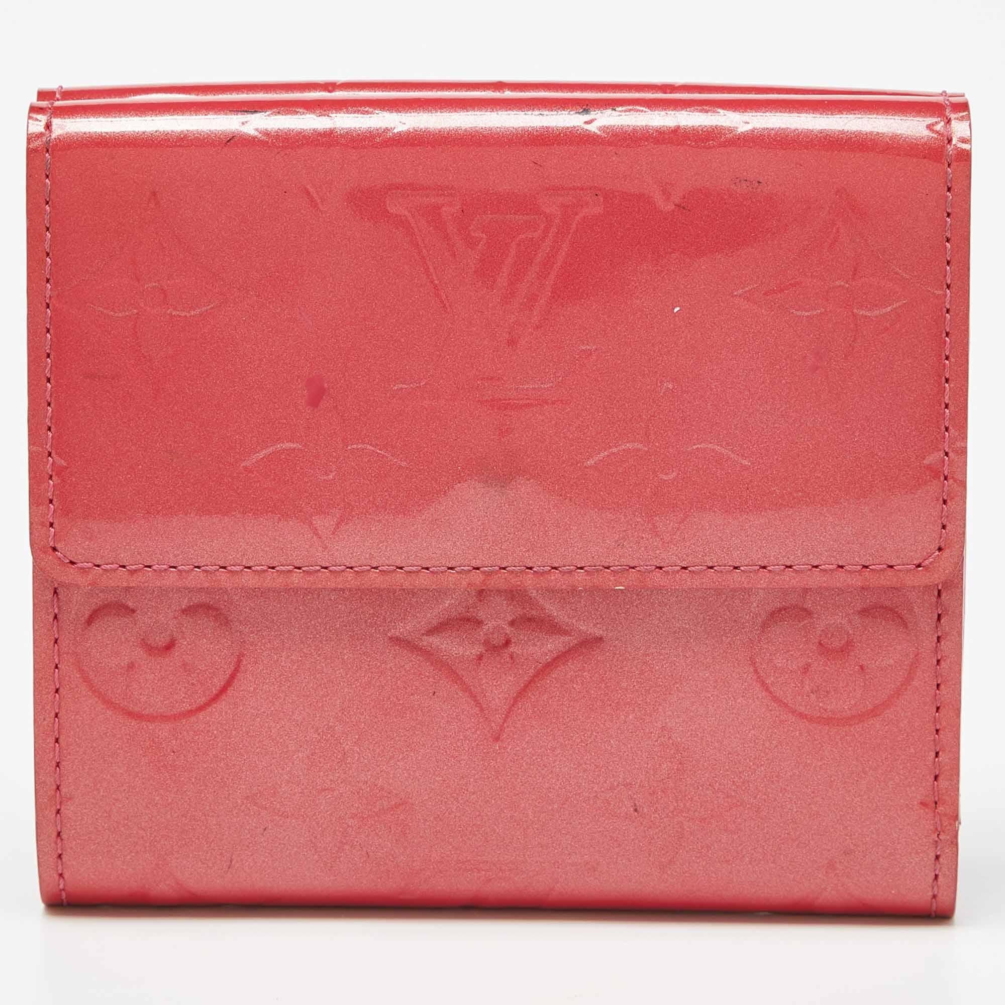 Louis Vuitton Framboise Monogram Vernis Elise Wallet For Sale 1