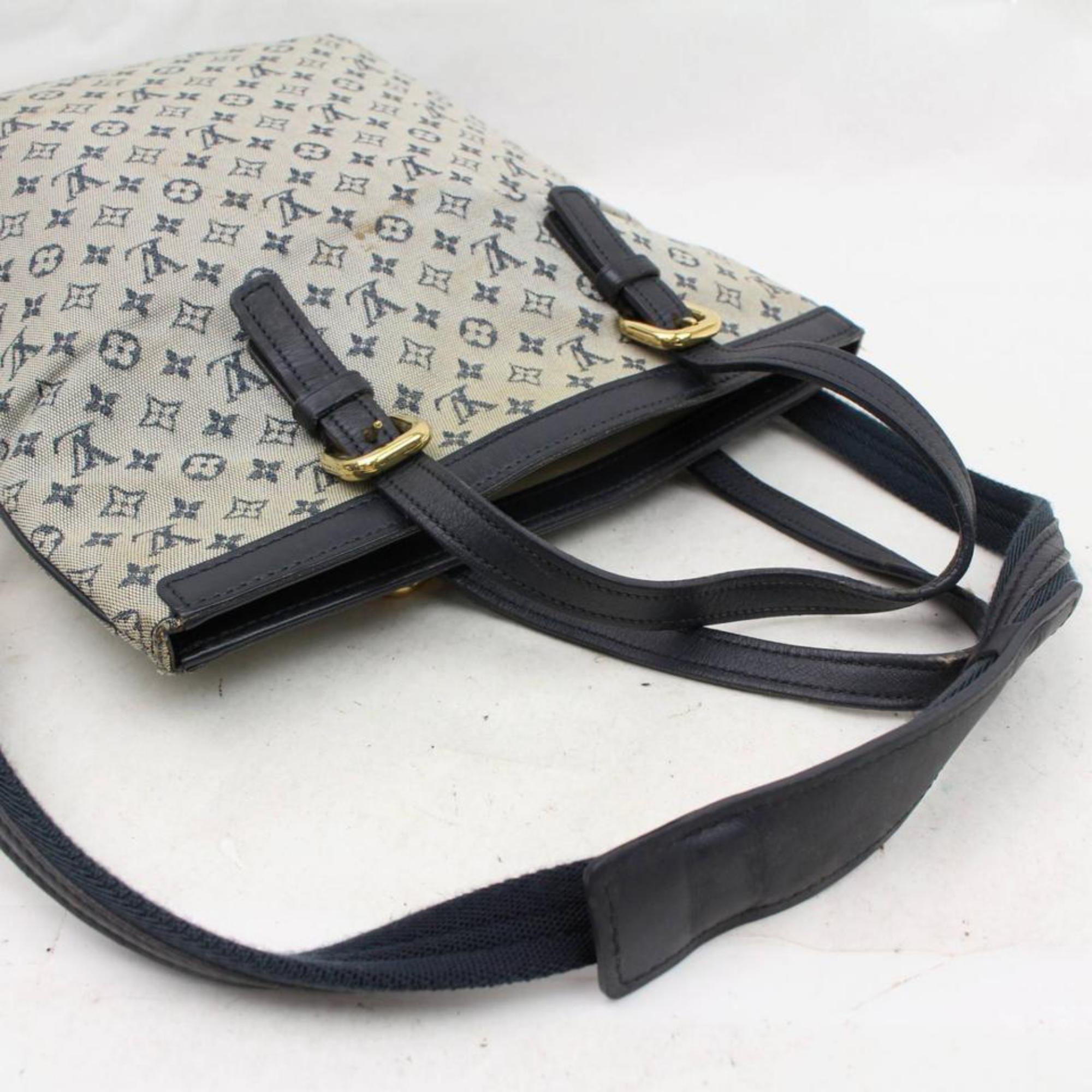Louis Vuitton Grey x Navy Monogram Mini Lin Francoise 2way Tote Bag 929lv86