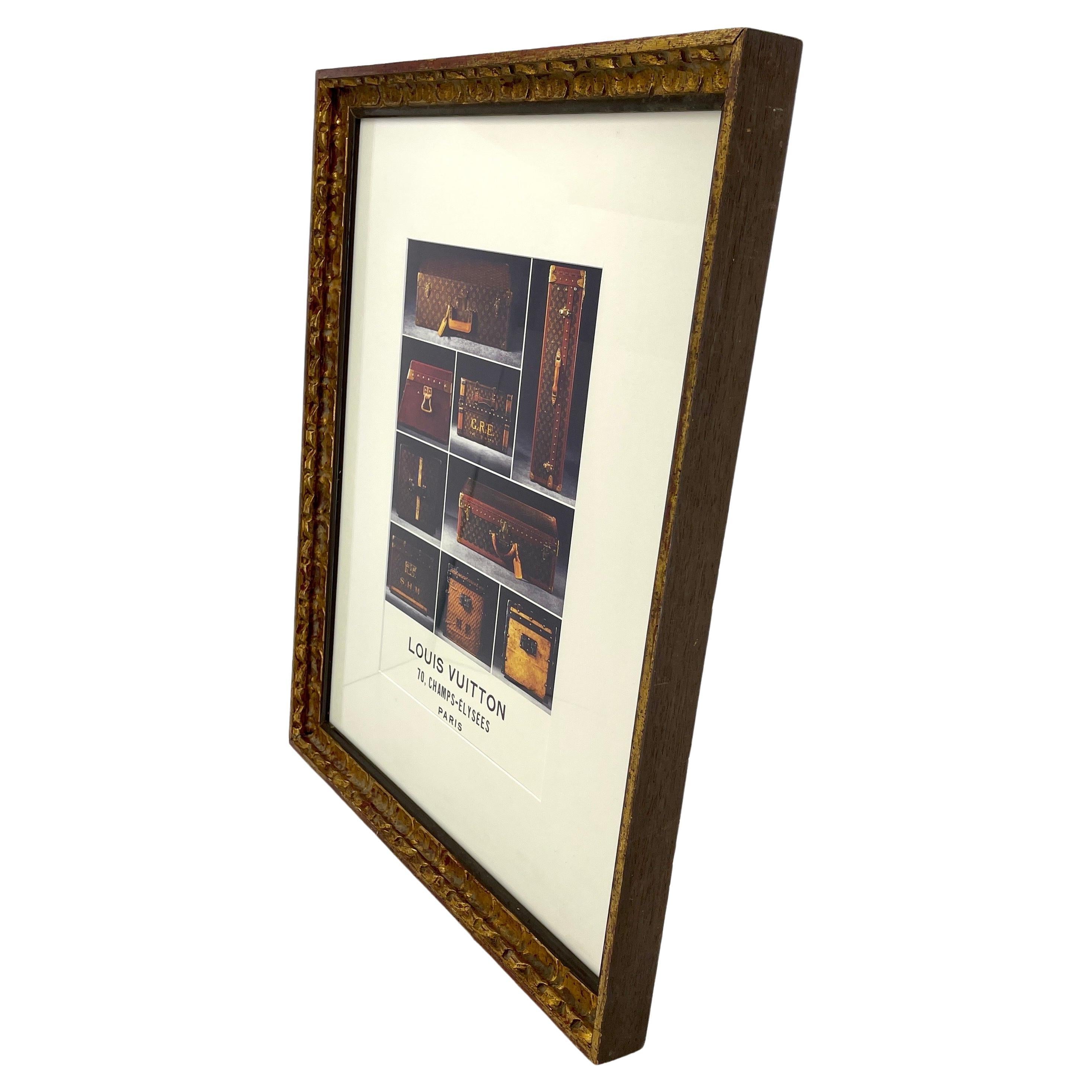 Louis Vuitton French Art Print in Vintage Gilt Frame Trunks and Suitcases For Sale 3