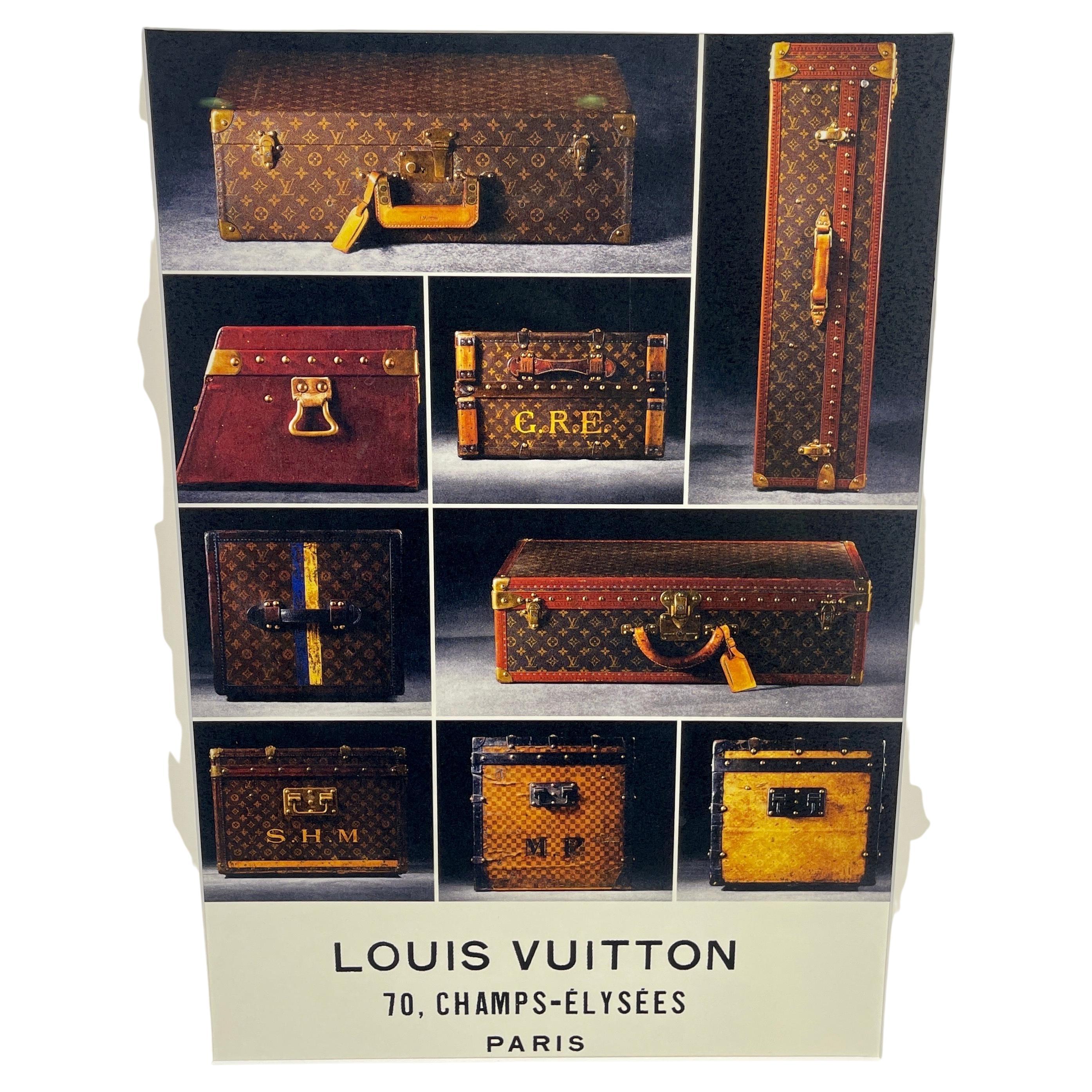 Louis Vuitton French Art Print in Vintage Gilt Frame Trunks and Suitcases In Good Condition For Sale In Haddonfield, NJ